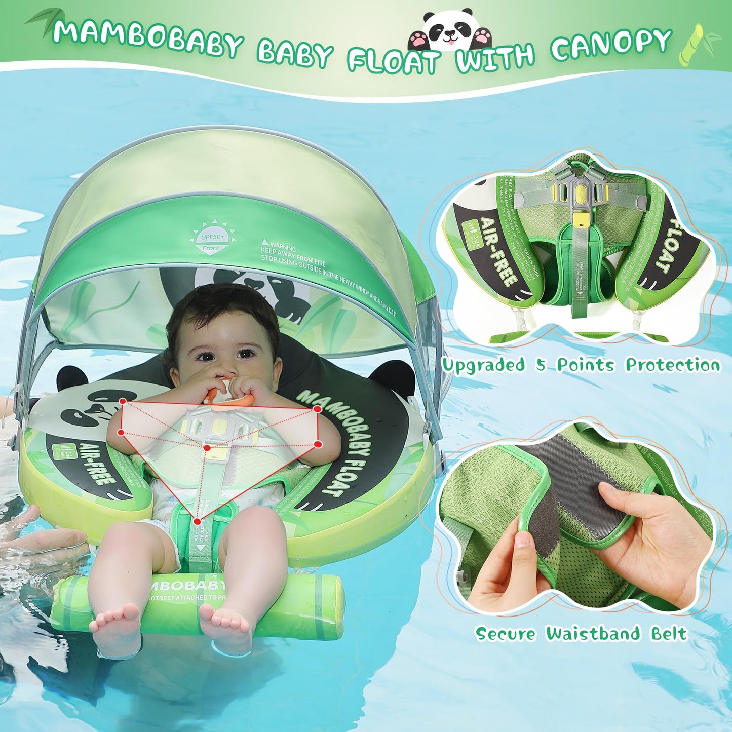 Lurui Baby Floats with Canopy – Non-Inflatable Pool Float for 3–24 Months