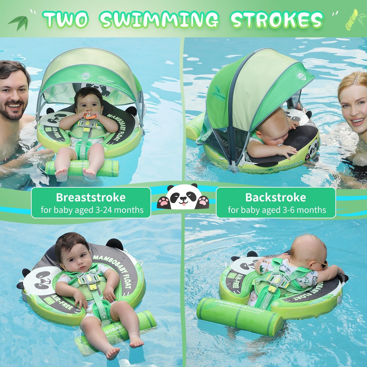Lurui Baby Floats with Canopy – Non-Inflatable Pool Float for 3–24 Months