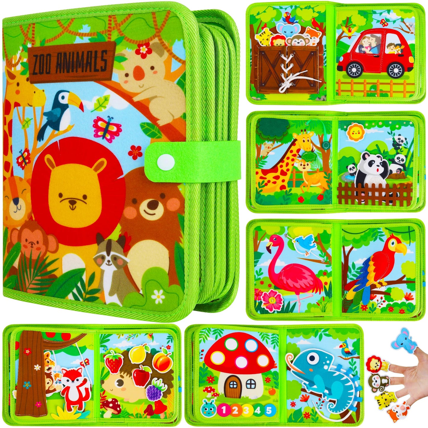 Lurui Busy Book for Toddlers 1-3 — Montessori 10-in-1 Farm Animal Activity Board