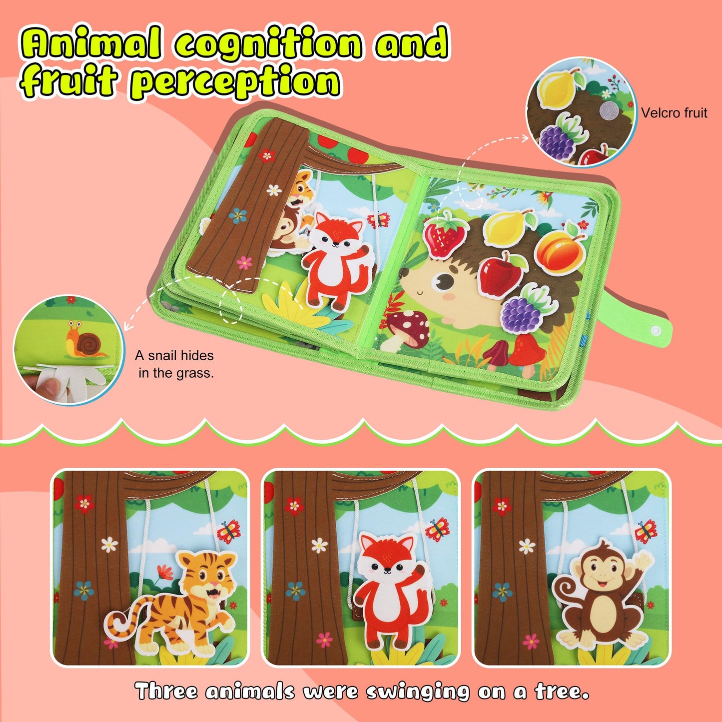 Lurui Busy Book for Toddlers 1-3 — Montessori 10-in-1 Farm Animal Activity Board