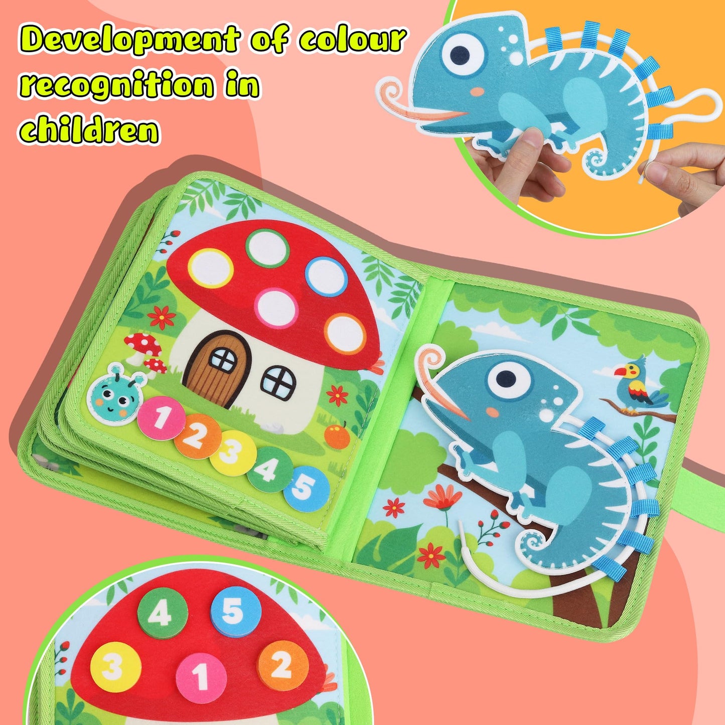 Lurui Busy Book for Toddlers 1-3 — Montessori 10-in-1 Farm Animal Activity Board
