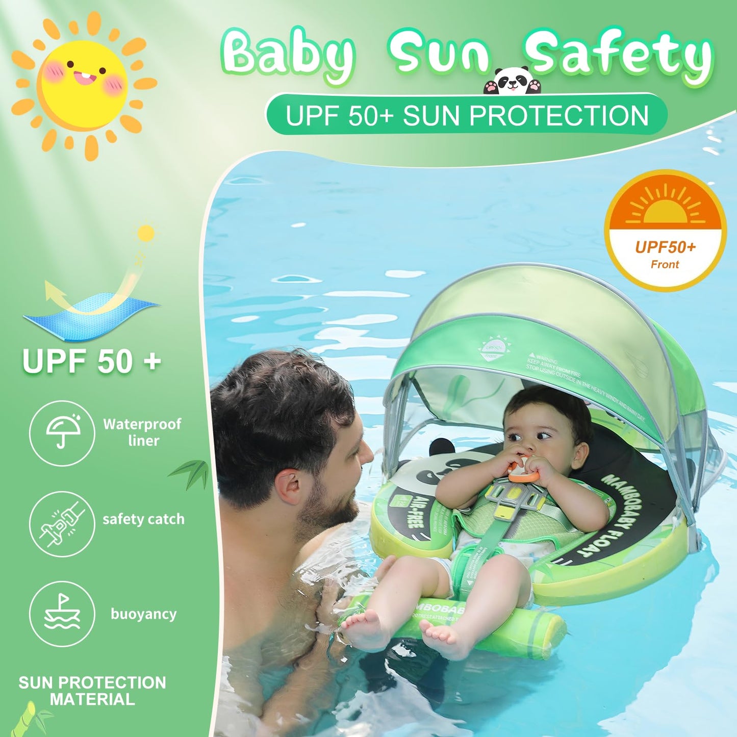 Lurui Baby Floats with Canopy – Non-Inflatable Pool Float for 3–24 Months