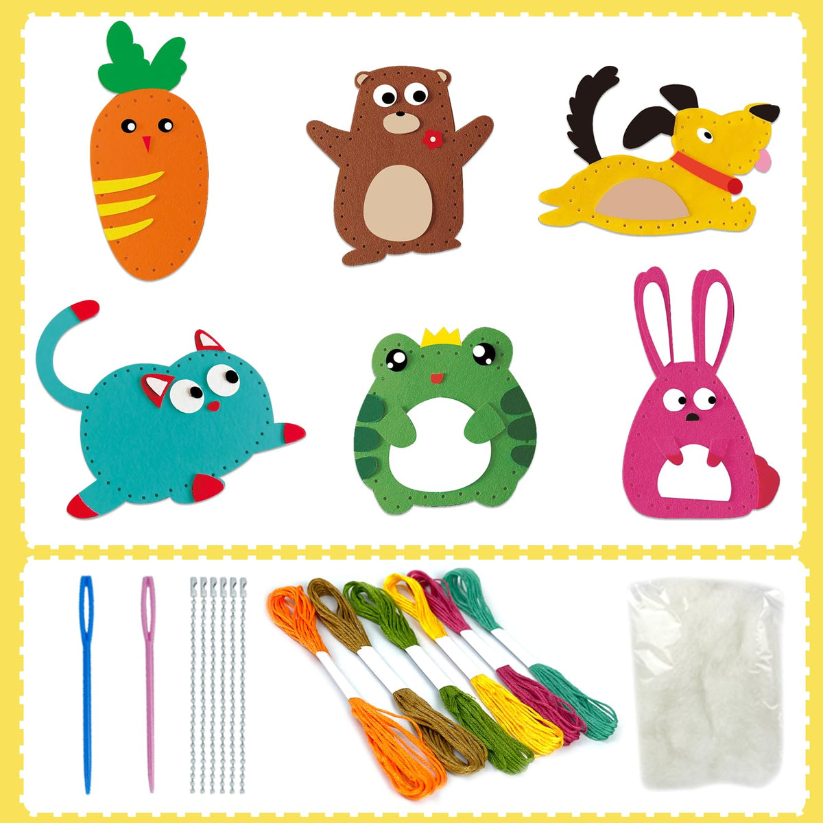 LURVUO DIY Doll Sewing Kit for Kids – Beginner Felt Craft Toys