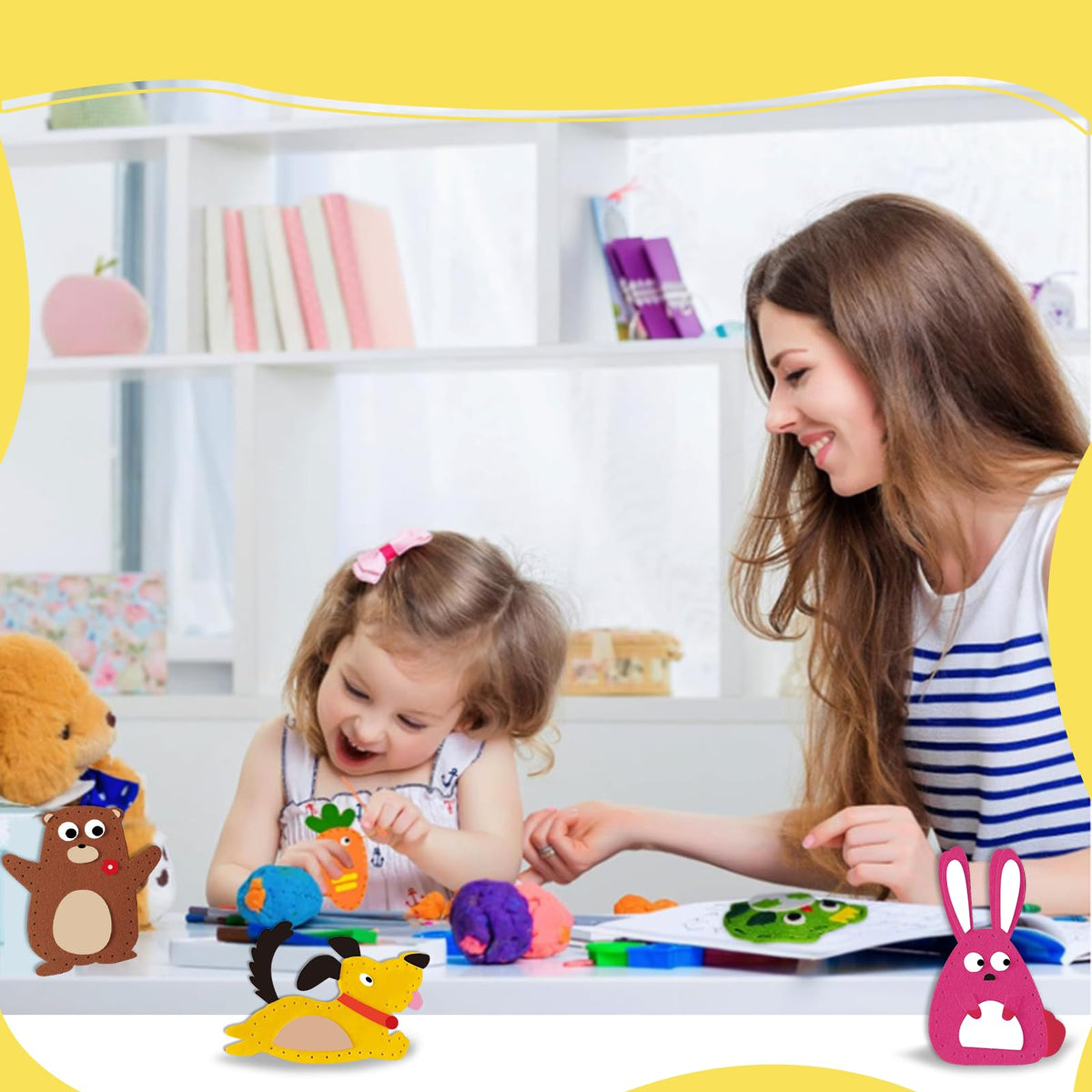 LURVUO DIY Doll Sewing Kit for Kids – Beginner Felt Craft Toys