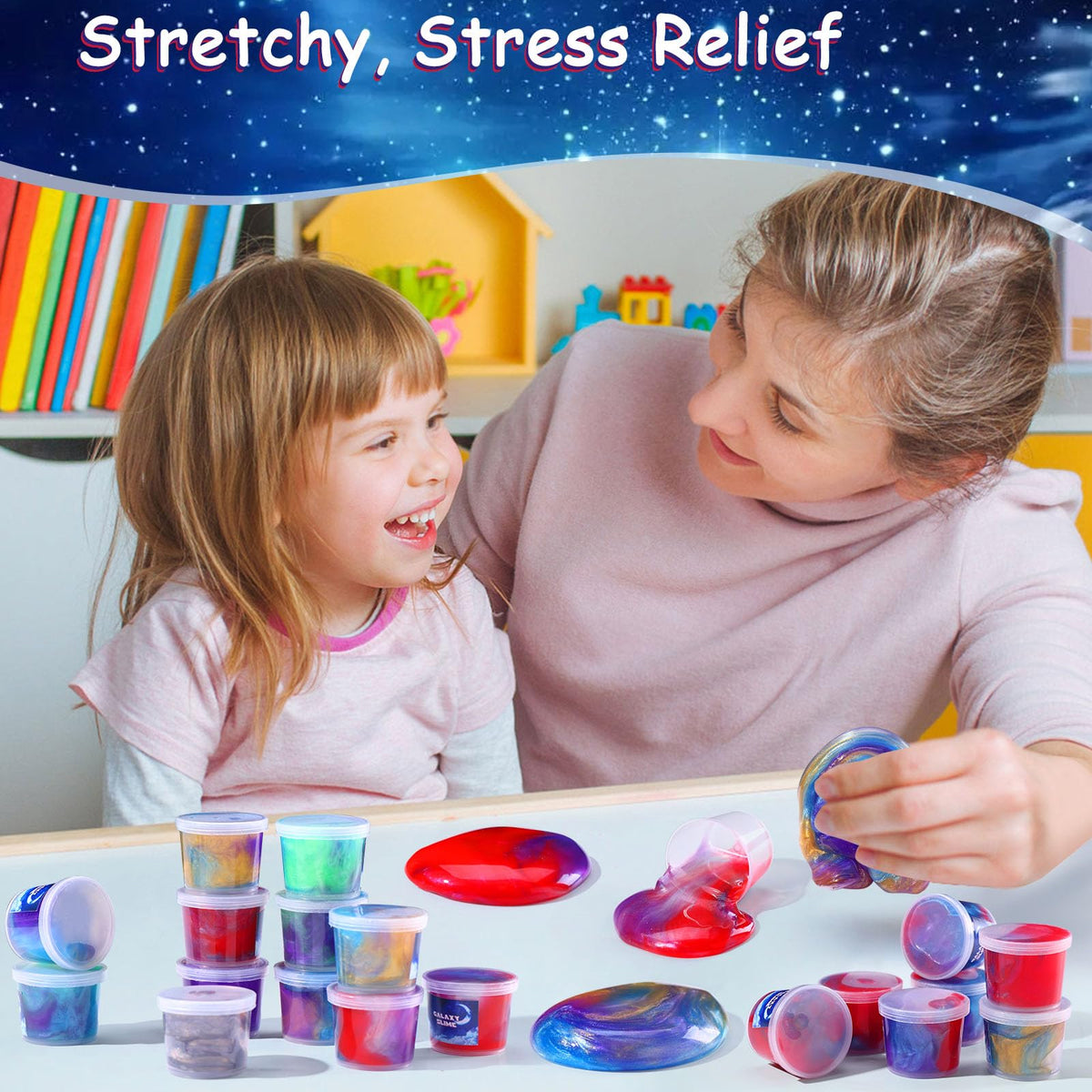 Luskidol Galaxy Slime 24pack – Party Favors, DIY Stress Relief Putty Toy
