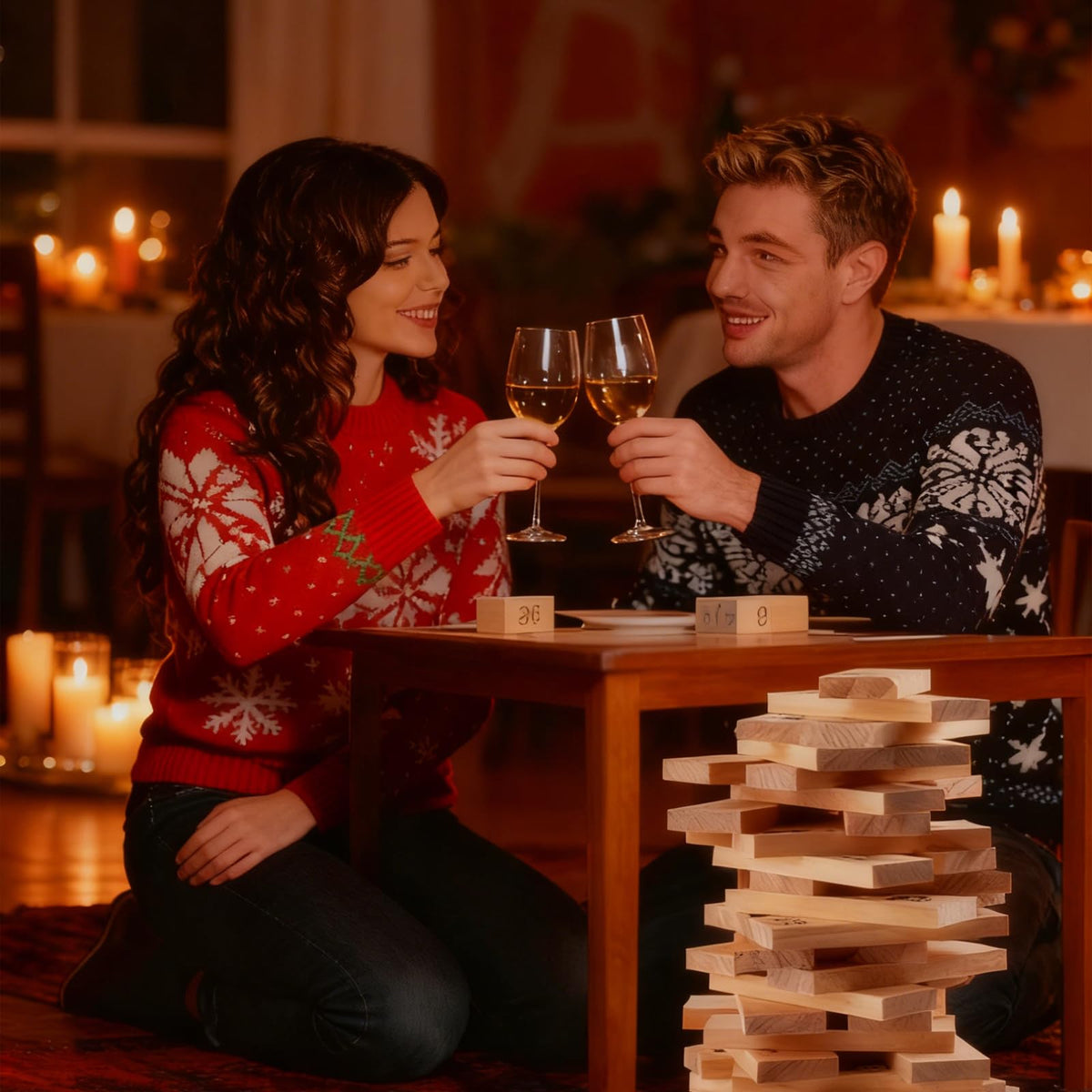 Lust Tower 48-Piece Naughty Block Tower Game for Date Night | Romantic Stacking Blocks
