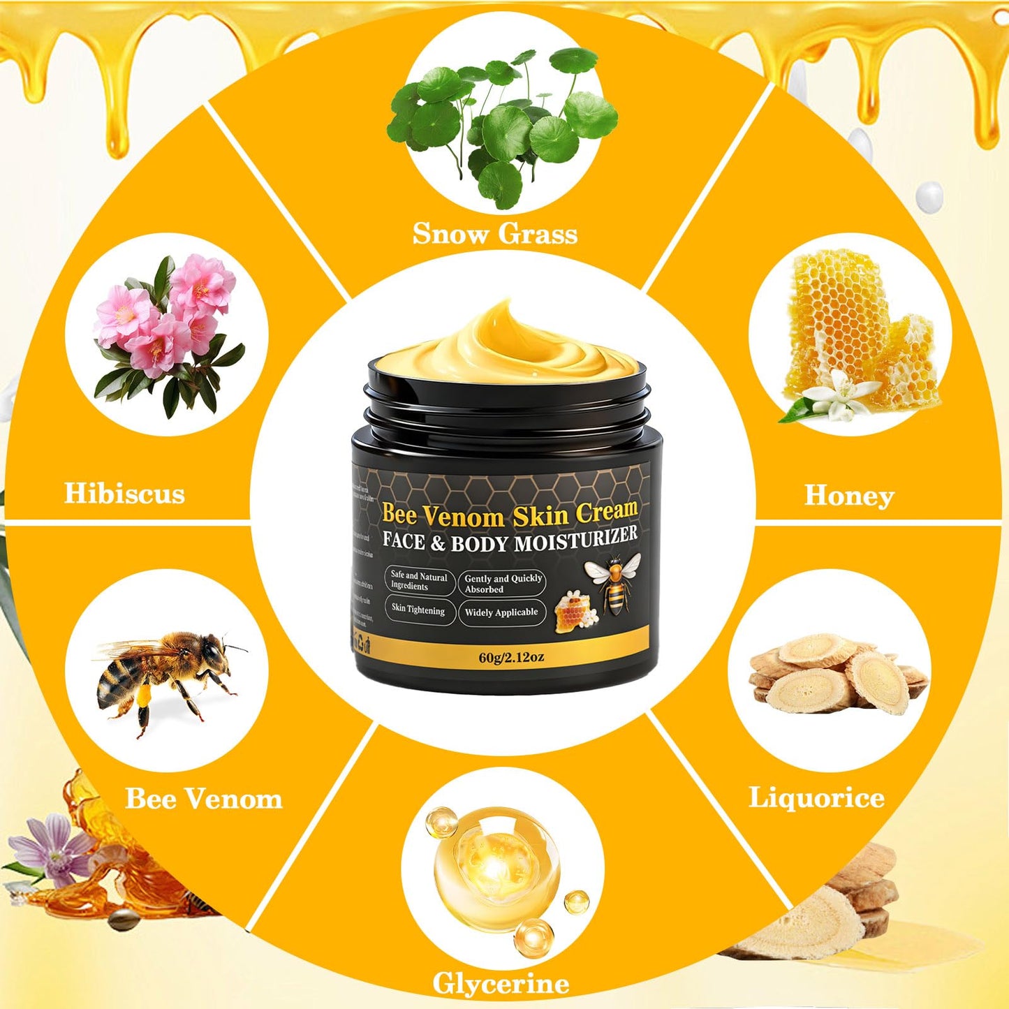 Lustrchron Bee Venom Skin Cream – 2 x 60g Anti‑Aging, Firming & Gentle Care for Face, Neck & Body