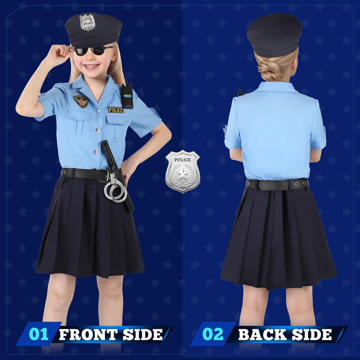 Luucio Girls Police Officer Costume – Deluxe Kids Dress-Up Set for Halloween