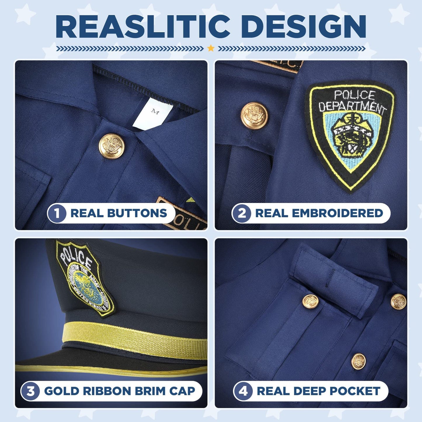 Luucio Police Costume for Kids – Deluxe All-In-One Dress-Up Kit