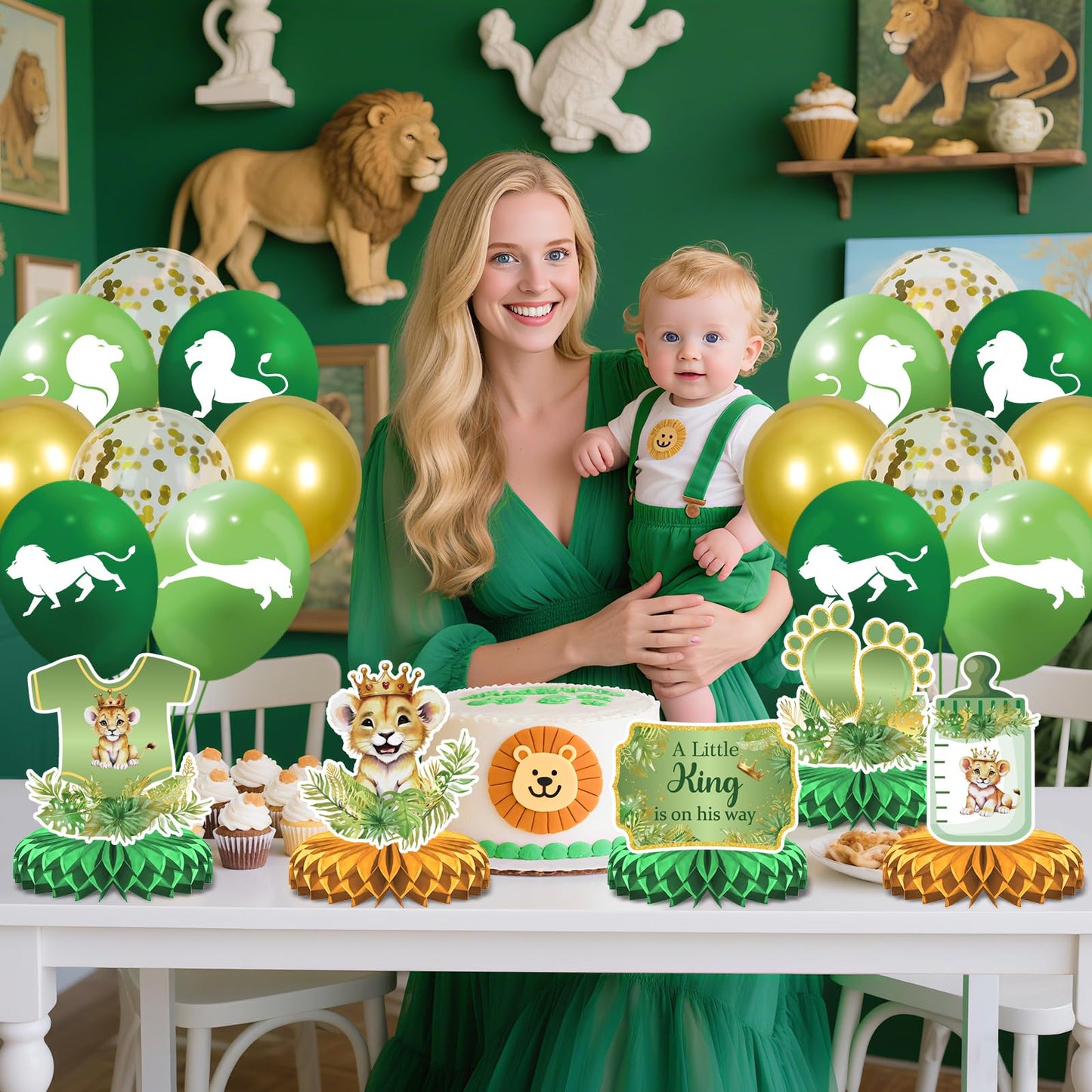 LUUFILx Lion Baby Shower Decorations – A Little King on His Way Banner & Safari Party Supplies