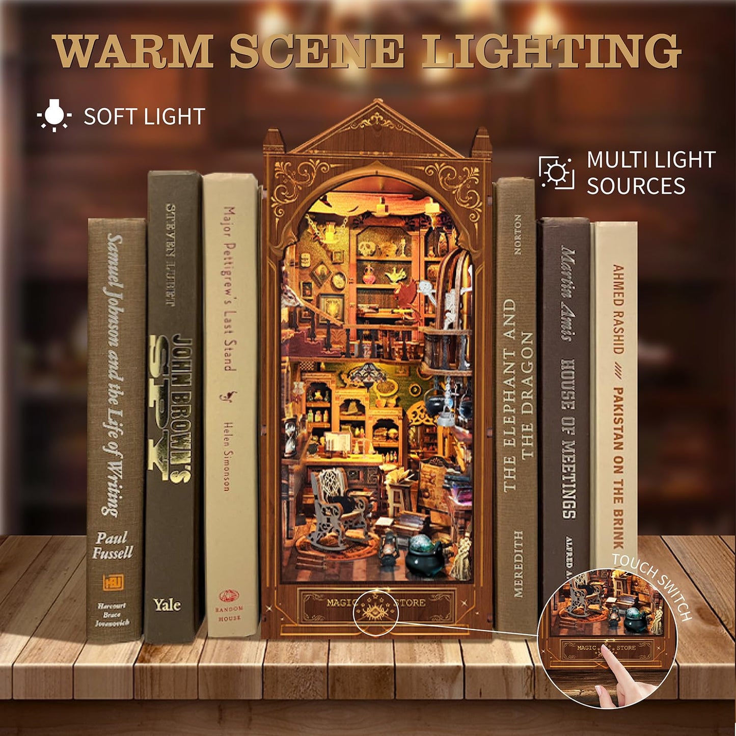 Luuwik Book Nook Kit - Magic Store Dollhouse with LED Light | DIY Miniature Shelf Insert