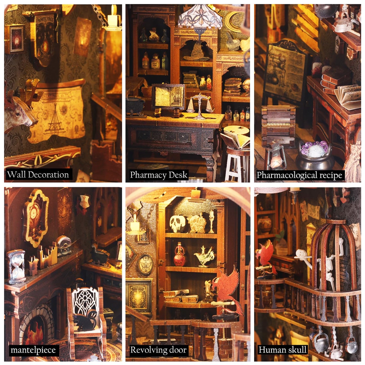 Luuwik Book Nook Kit - Magic Store Dollhouse with LED Light | DIY Miniature Shelf Insert