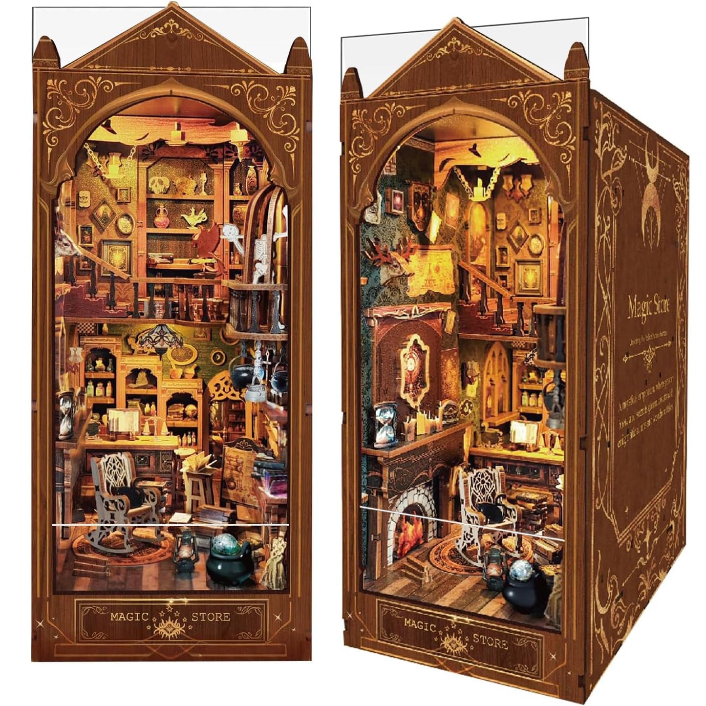 Luuwik Book Nook Kit - Magic Store Dollhouse with LED Light | DIY Miniature Shelf Insert