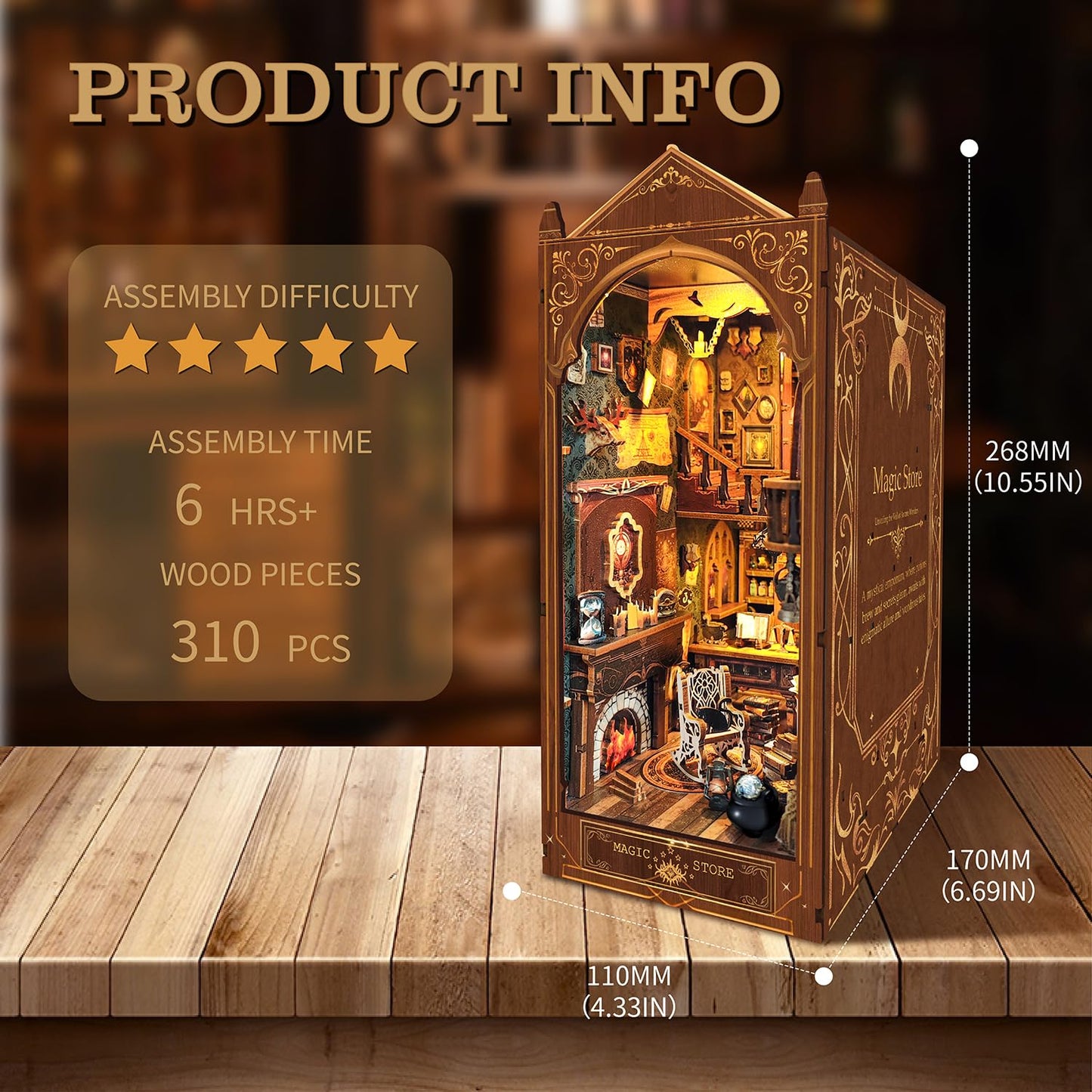 Luuwik Book Nook Kit - Magic Store Dollhouse with LED Light | DIY Miniature Shelf Insert