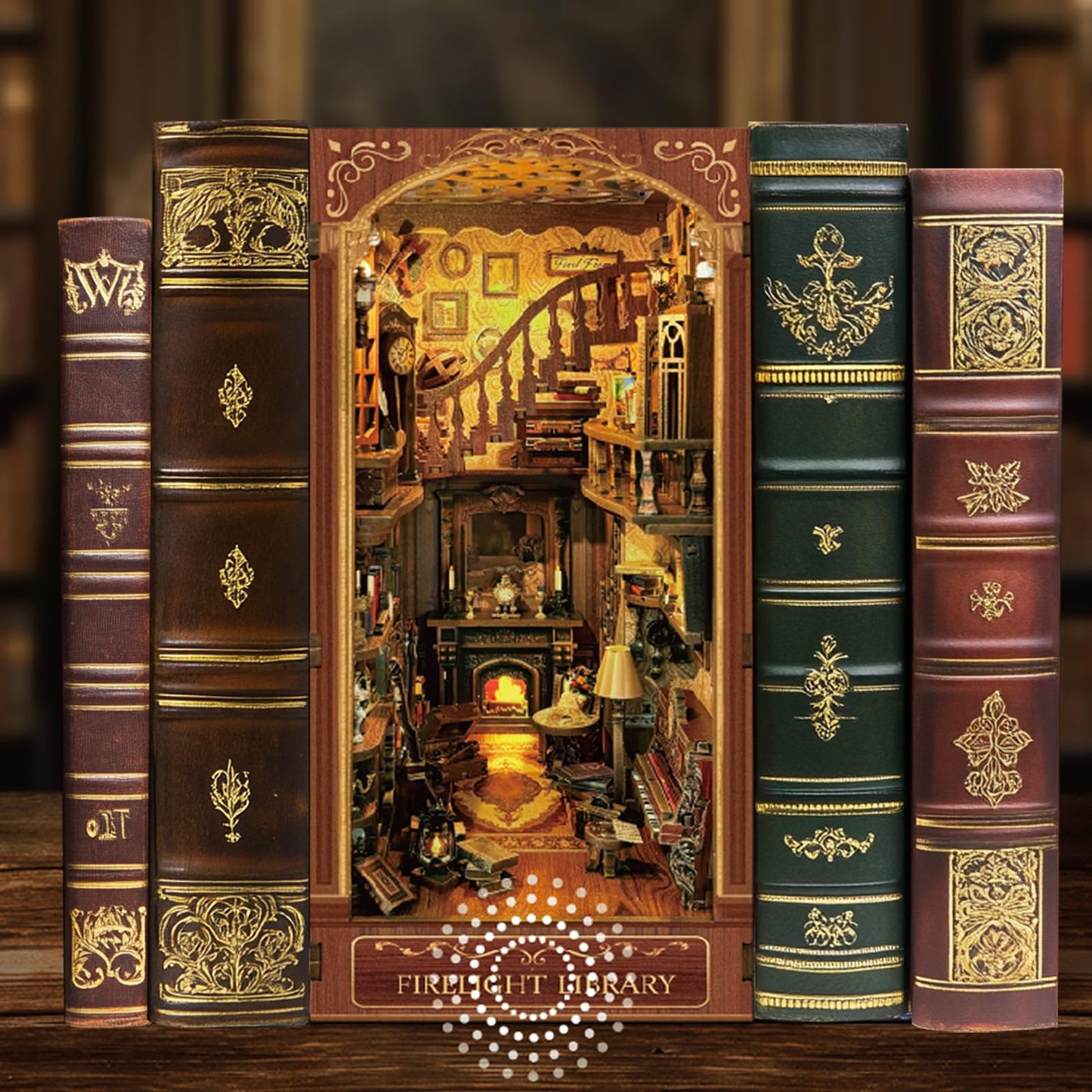Luuwik Firelight Library Book Nook – DIY Miniature Shelf Decor