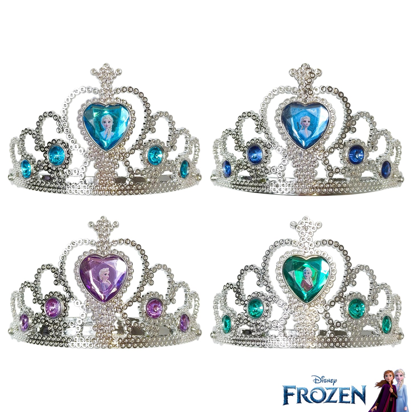 LUV HER Frozen-Themed Princess Crown & Wand Set – 8 Pack (4 Tiaras, 4 Wands) ICY Blue & Silver
