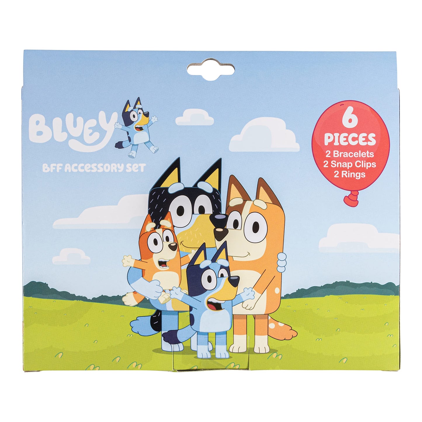 LUV HER Bluey Girls BFF 6-Piece Toy Jewelry Box Set | Rings, Bead Bracelets & Hair Clips