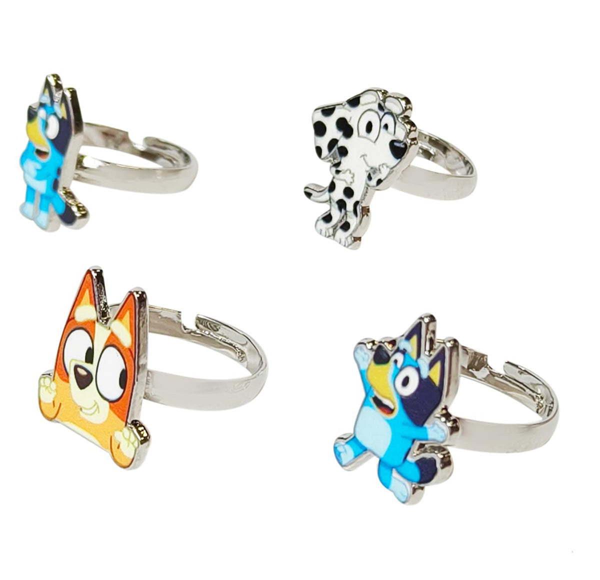 LUV HER Bluey Kids Rings – 4-Piece Adjustable Set for Girls 3+ (Licensed Character Jewelry)