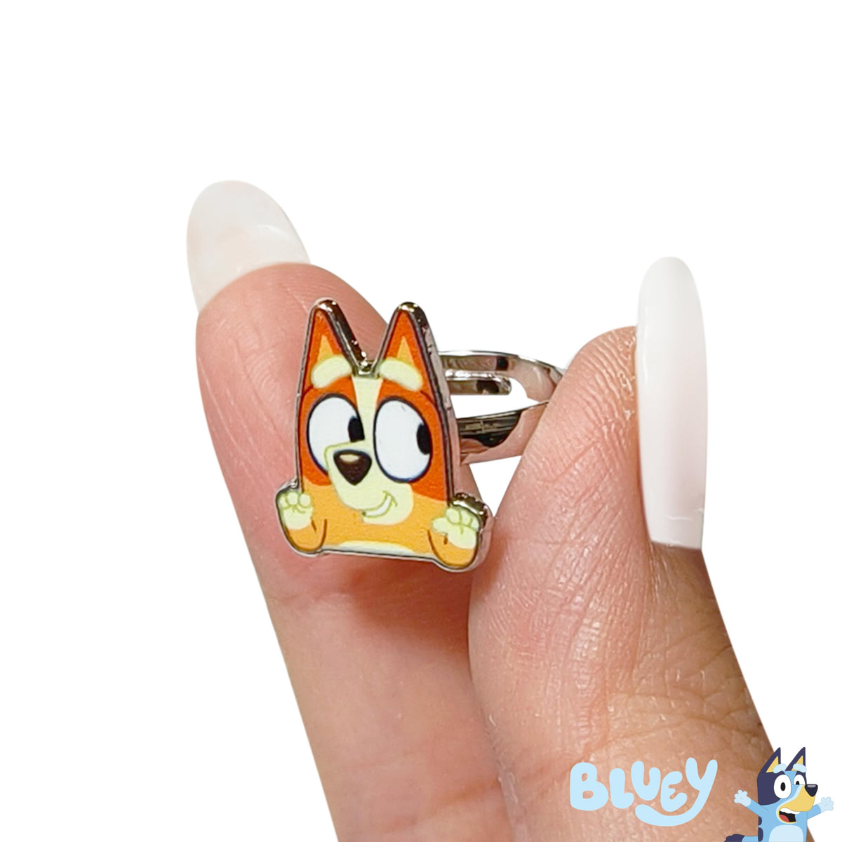 LUV HER Bluey Kids Rings – 4-Piece Adjustable Set for Girls 3+ (Licensed Character Jewelry)