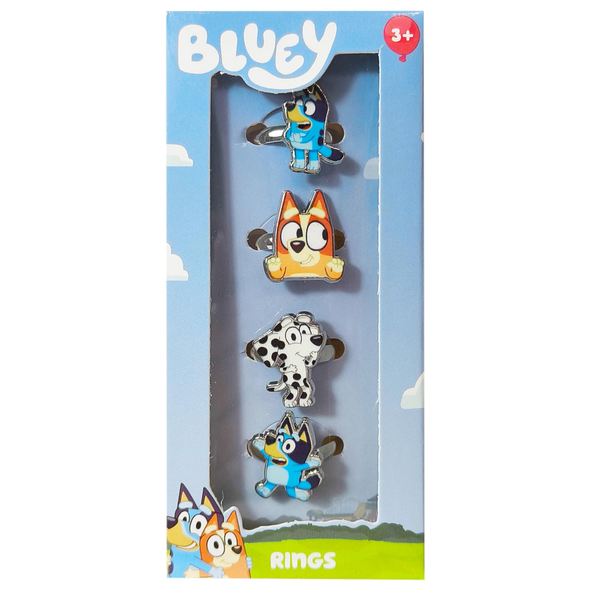 LUV HER Bluey Kids Rings – 4-Piece Adjustable Set for Girls 3+ (Licensed Character Jewelry)