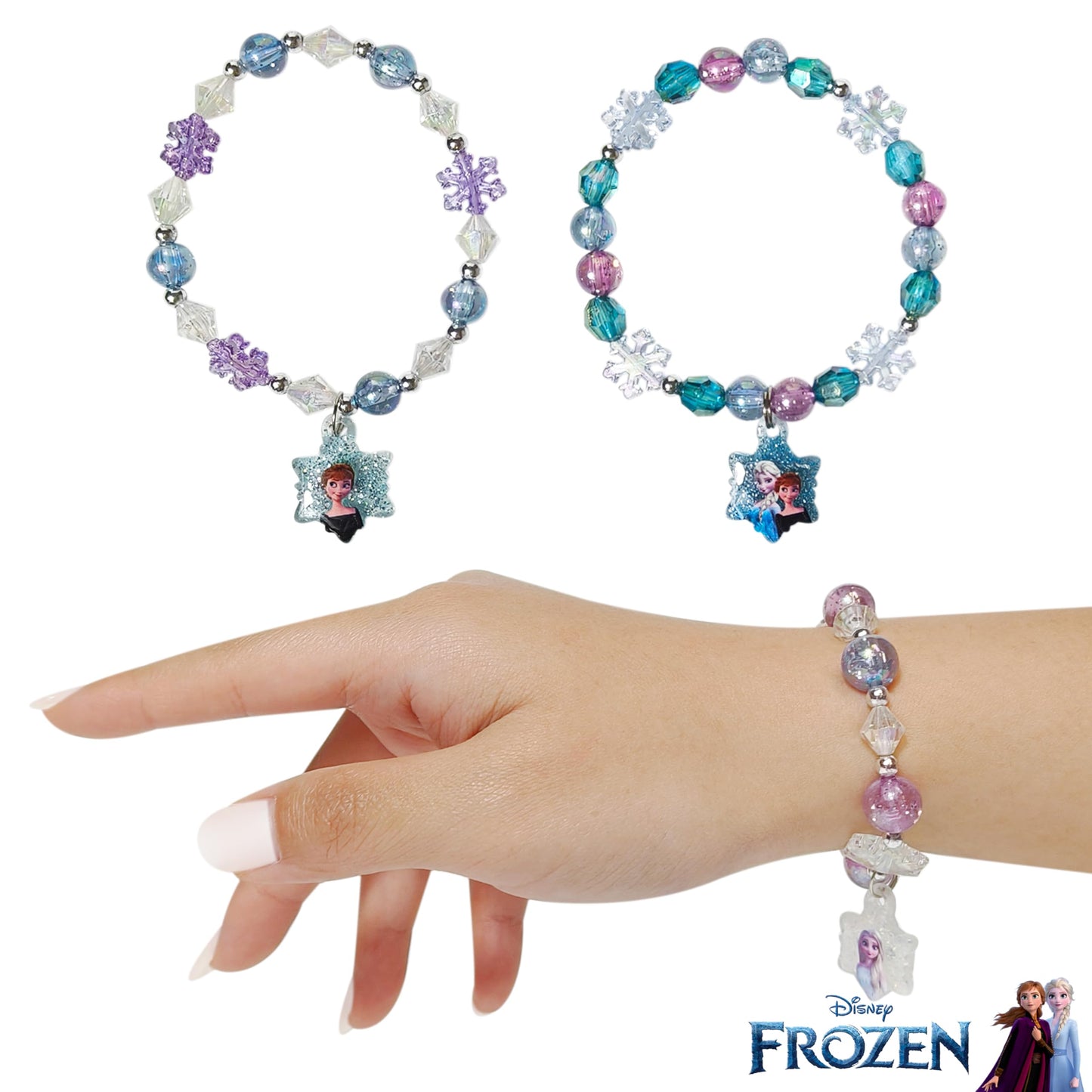 LUV HER Frozen Girls Jewelry Set — 9-Piece Dress-Up Box with Bead Necklaces, Bracelets, and Rings | Ages 3+