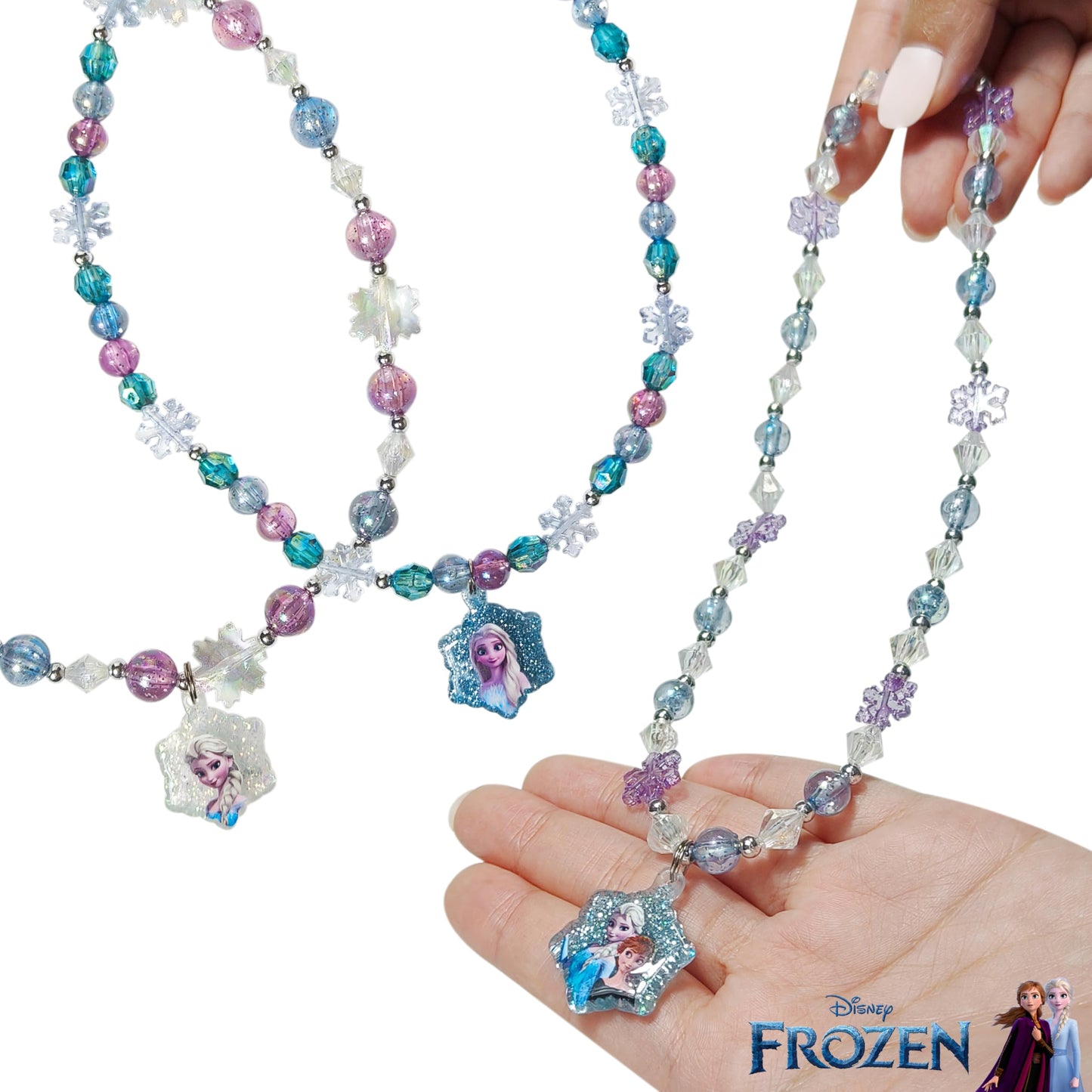 LUV HER Frozen Girls Jewelry Set — 9-Piece Dress-Up Box with Bead Necklaces, Bracelets, and Rings | Ages 3+