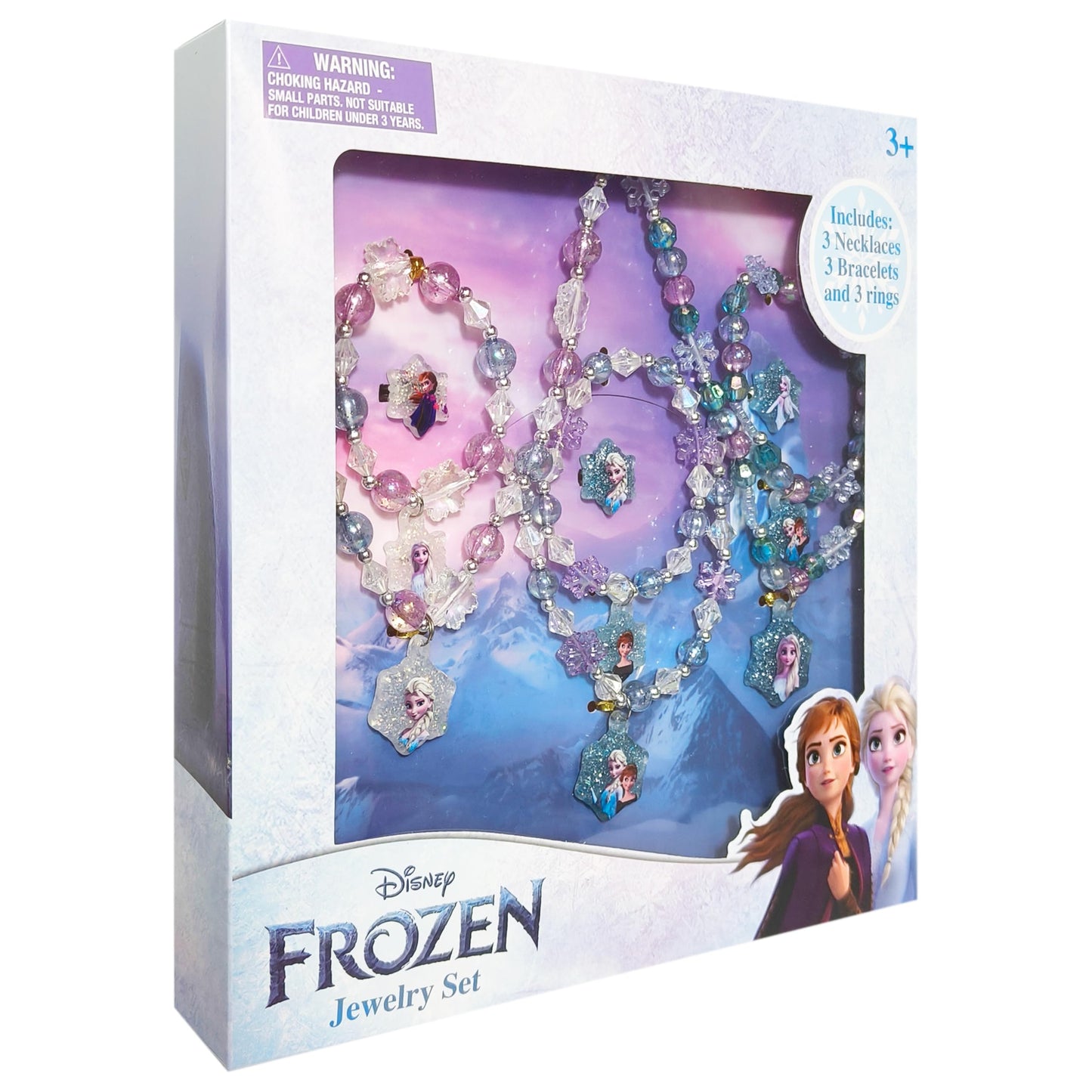 LUV HER Frozen Girls Jewelry Set — 9-Piece Dress-Up Box with Bead Necklaces, Bracelets, and Rings | Ages 3+