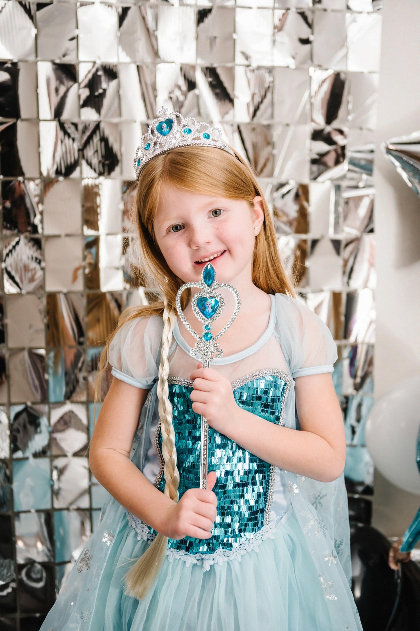 LUV HER Frozen-Themed Princess Crown & Wand Set – 8 Pack (4 Tiaras, 4 Wands) ICY Blue & Silver