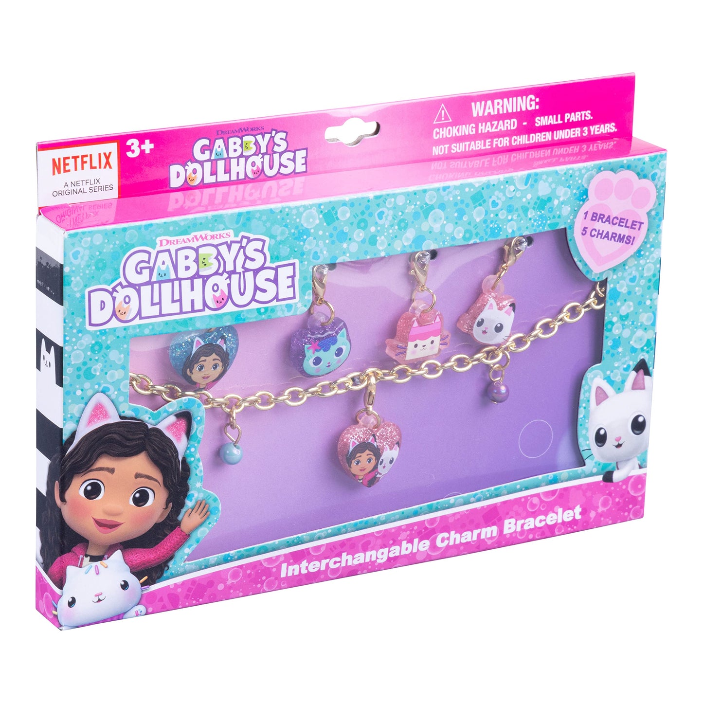 LUV HER Gabby's Dollhouse Charm Bracelet Box Set with 5 Interchangeable Charms – Ages 3+