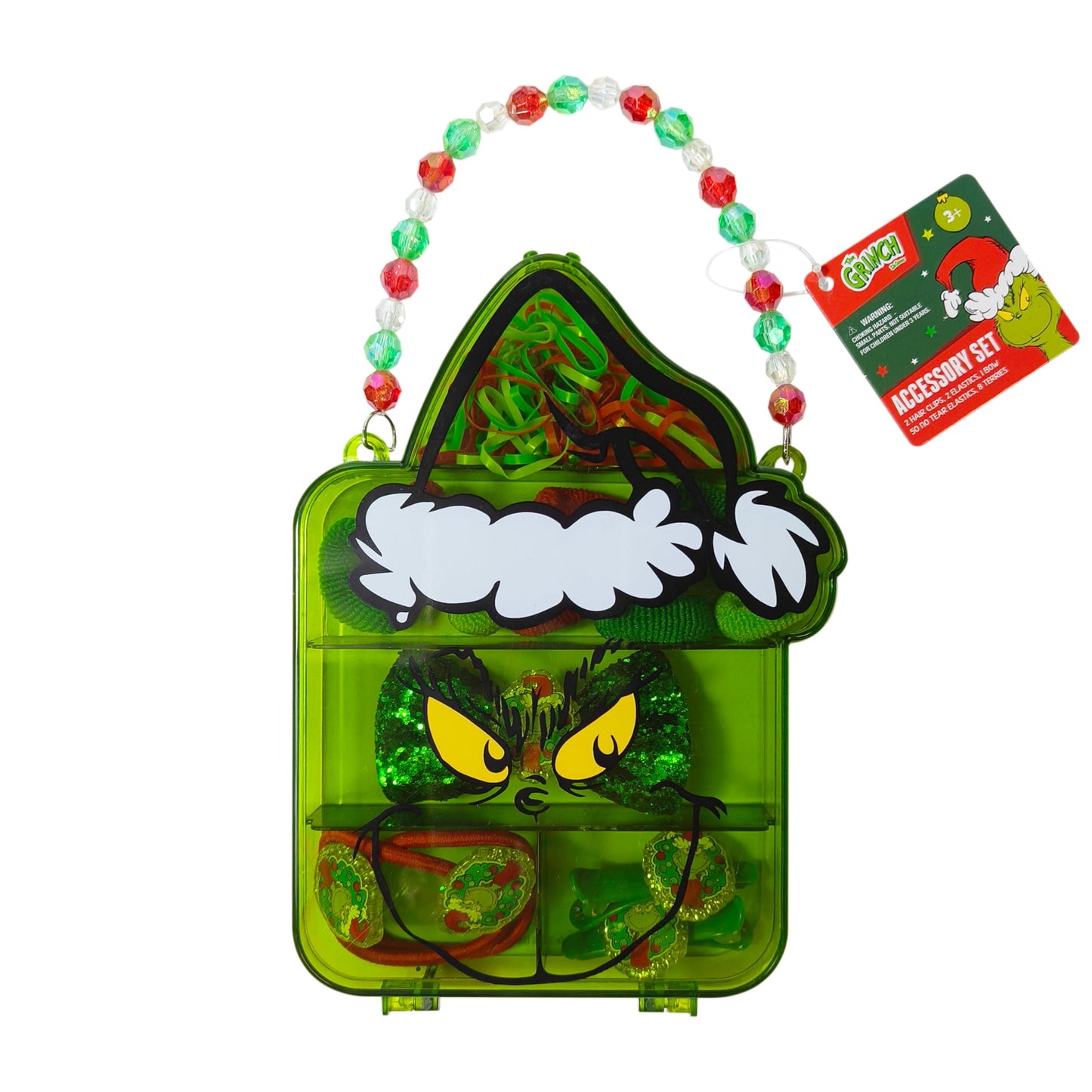 LUV HER Grinch Hair Accessories Gift Set - Licensed Case, Clips, Bow for Girls