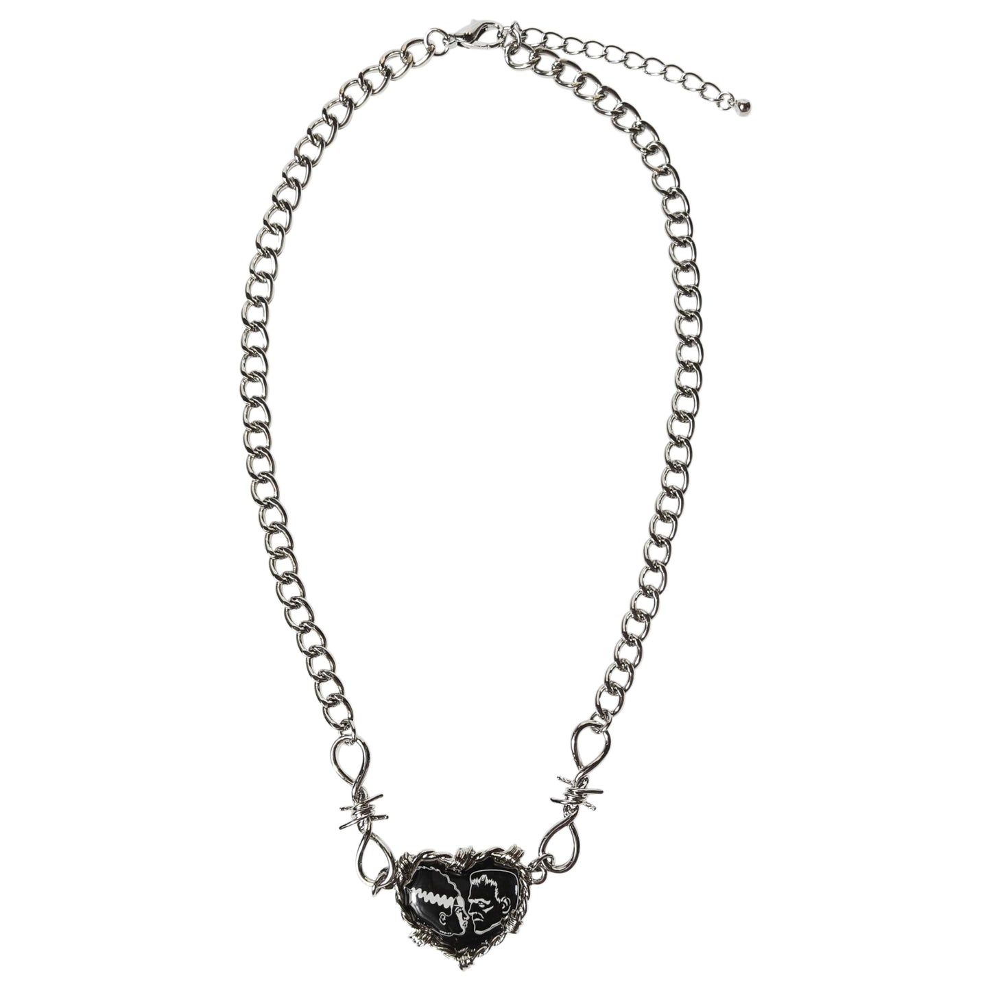 LUV HER Kids Universal Monsters Necklace – Frankenstein & Bride of Frankenstein Heart Pendant