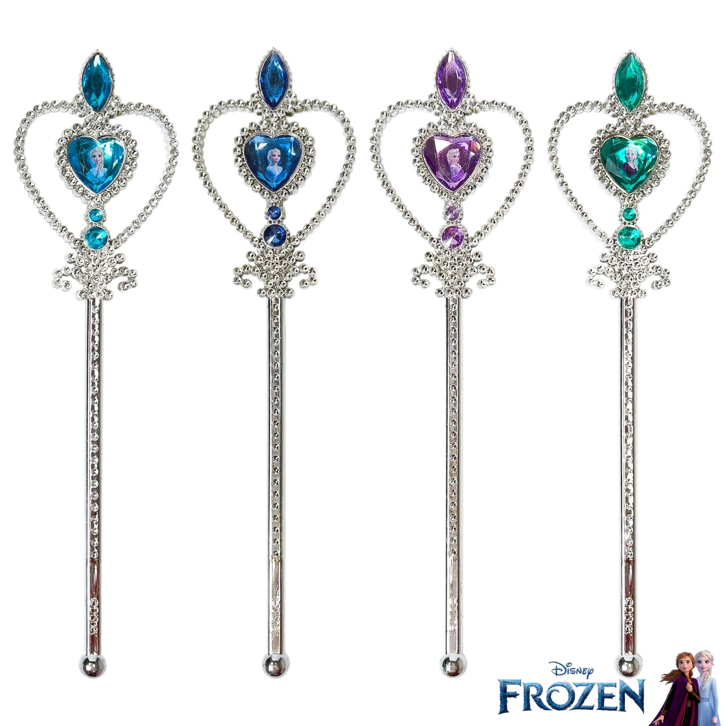 LUV HER Frozen-Themed Princess Crown & Wand Set – 8 Pack (4 Tiaras, 4 Wands) ICY Blue & Silver