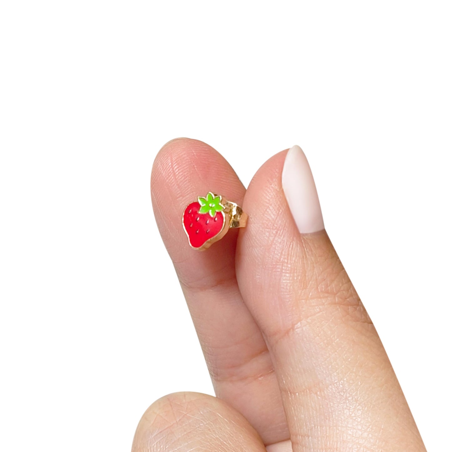 LUV HER Strawberry Shortcake Hypoallergenic Earrings for Girls 4+ | Safe Stud Jewelry (6 Pairs)