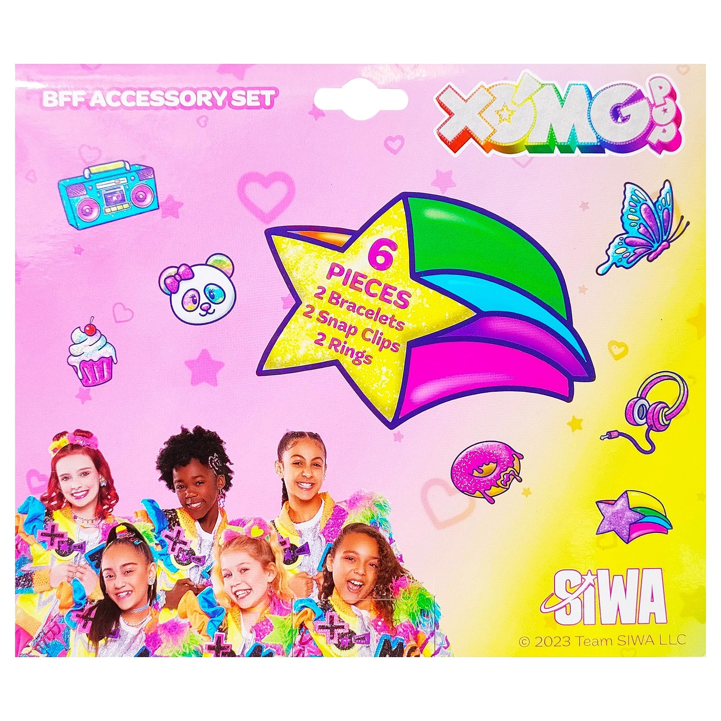 LUV HER XOMG POP Girls BFF 6-Piece Jewelry Box Set | Rings, Bead Bracelets & Snap Hair Clips Ages 3+