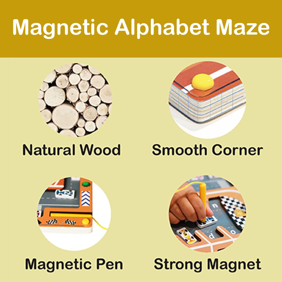 LUVNBLESS Magnetic Alphabet Maze for Kids | ABC Learning & Fine Motor Skills (Ages 3-6)