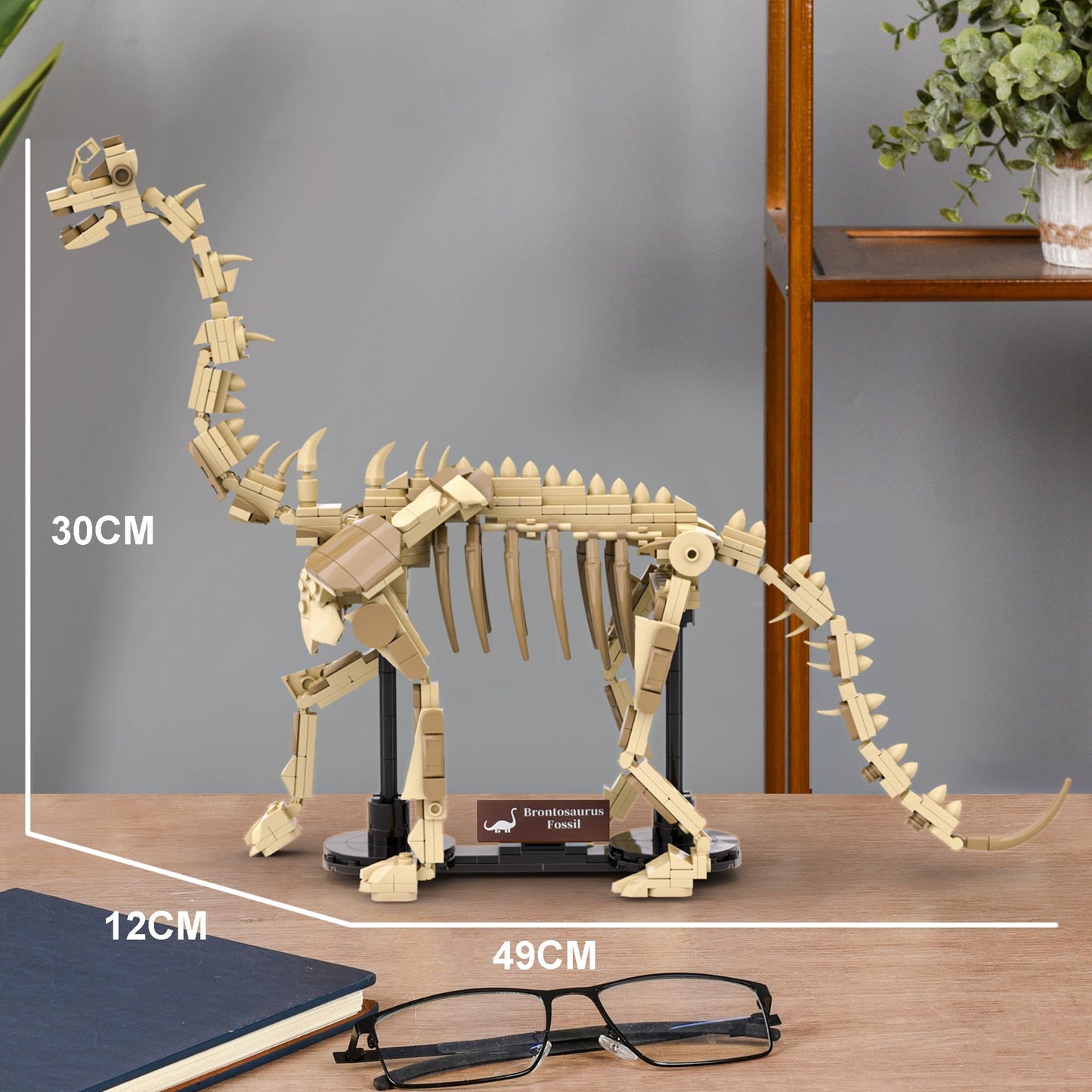 LUXEBLOCKS Brontosaurus Skeleton Building Set – 19-Inch Display Model with Articulated Joints (476 Pieces)