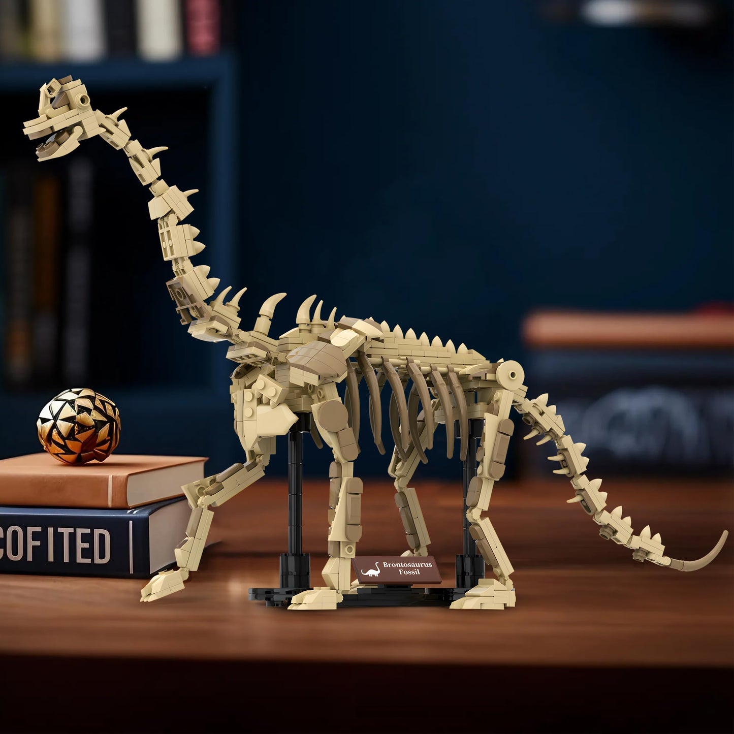 LUXEBLOCKS Brontosaurus Skeleton Building Set – 19-Inch Display Model with Articulated Joints (476 Pieces)