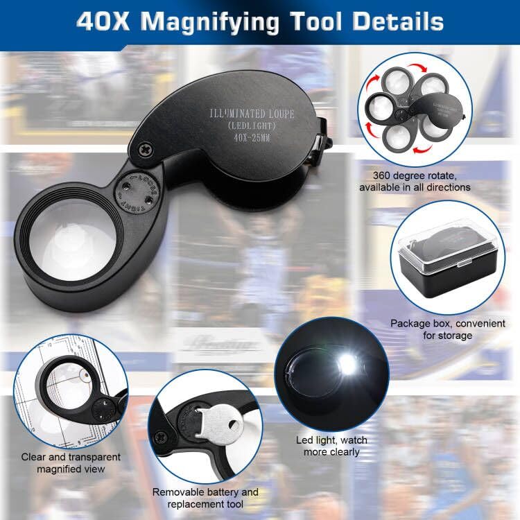 Luxiv Card Grading Centering Tool Kit — 30X Magnifier, Right-Angle Guide, 2 Soft Cloths