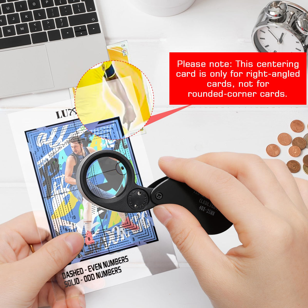 Luxiv Card Grading Centering Tool Kit — 30X Magnifier, Right-Angle Guide, 2 Soft Cloths