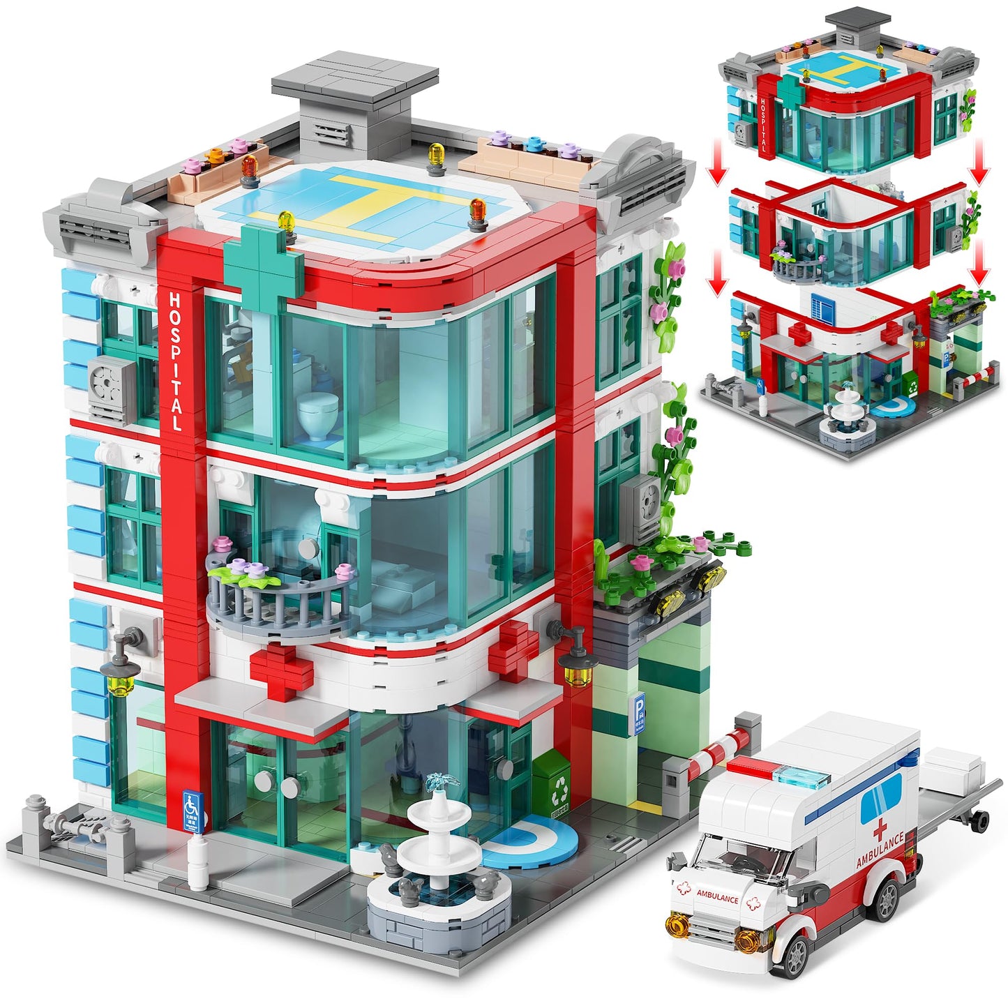 LuxRebuty City Hospital Building Block Set – 1888 Pcs | Immersive Architecture
