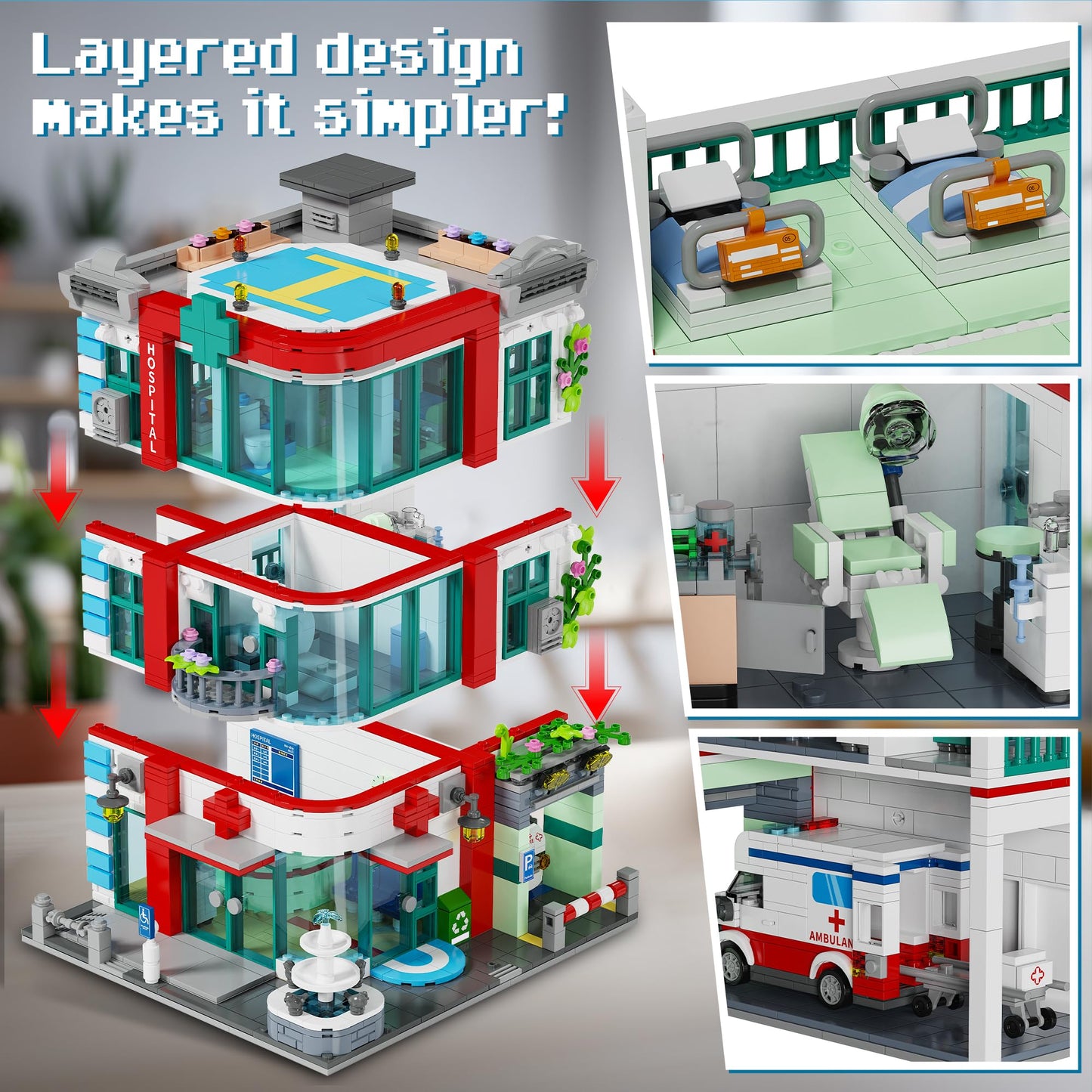 LuxRebuty City Hospital Building Block Set – 1888 Pcs | Immersive Architecture