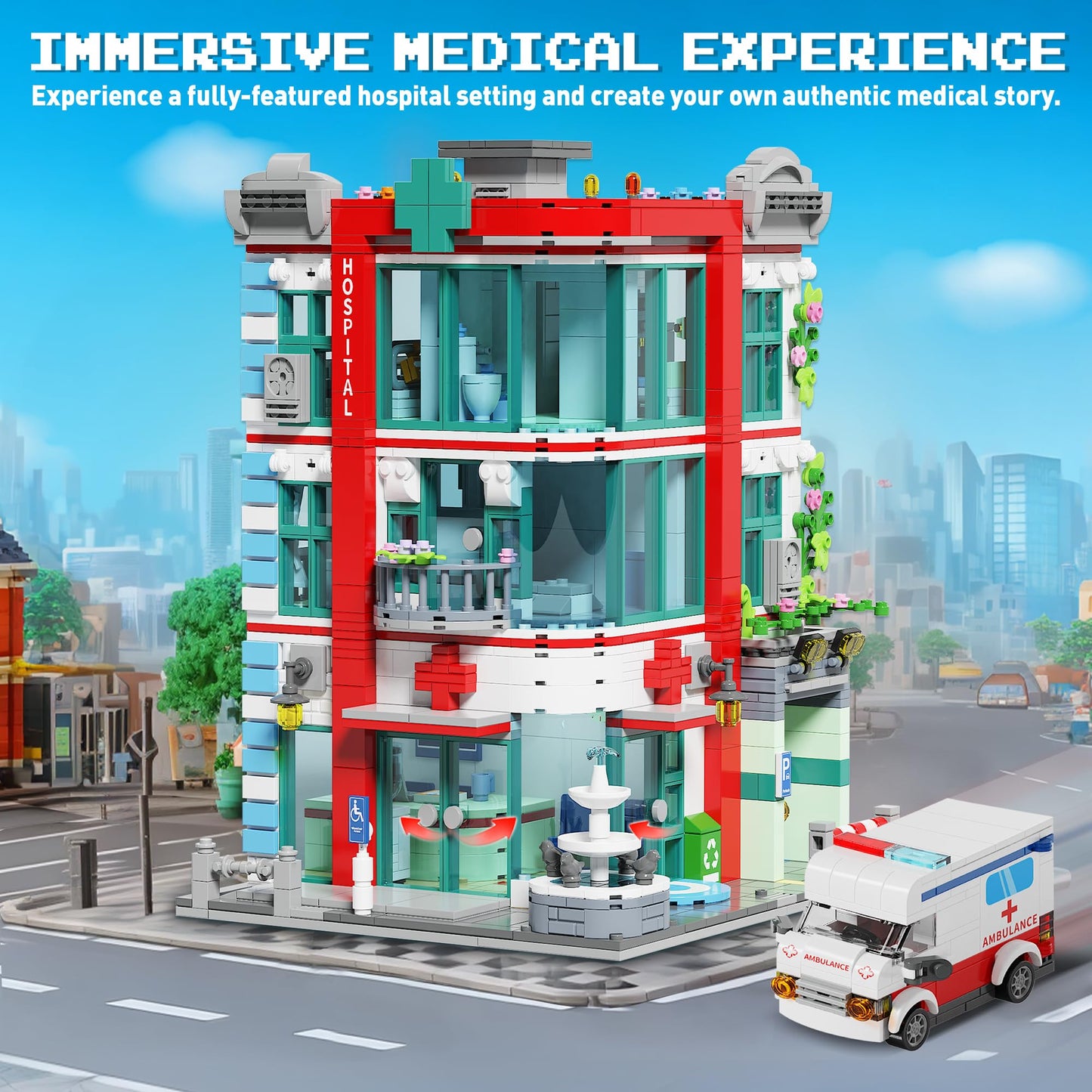 LuxRebuty City Hospital Building Block Set – 1888 Pcs | Immersive Architecture