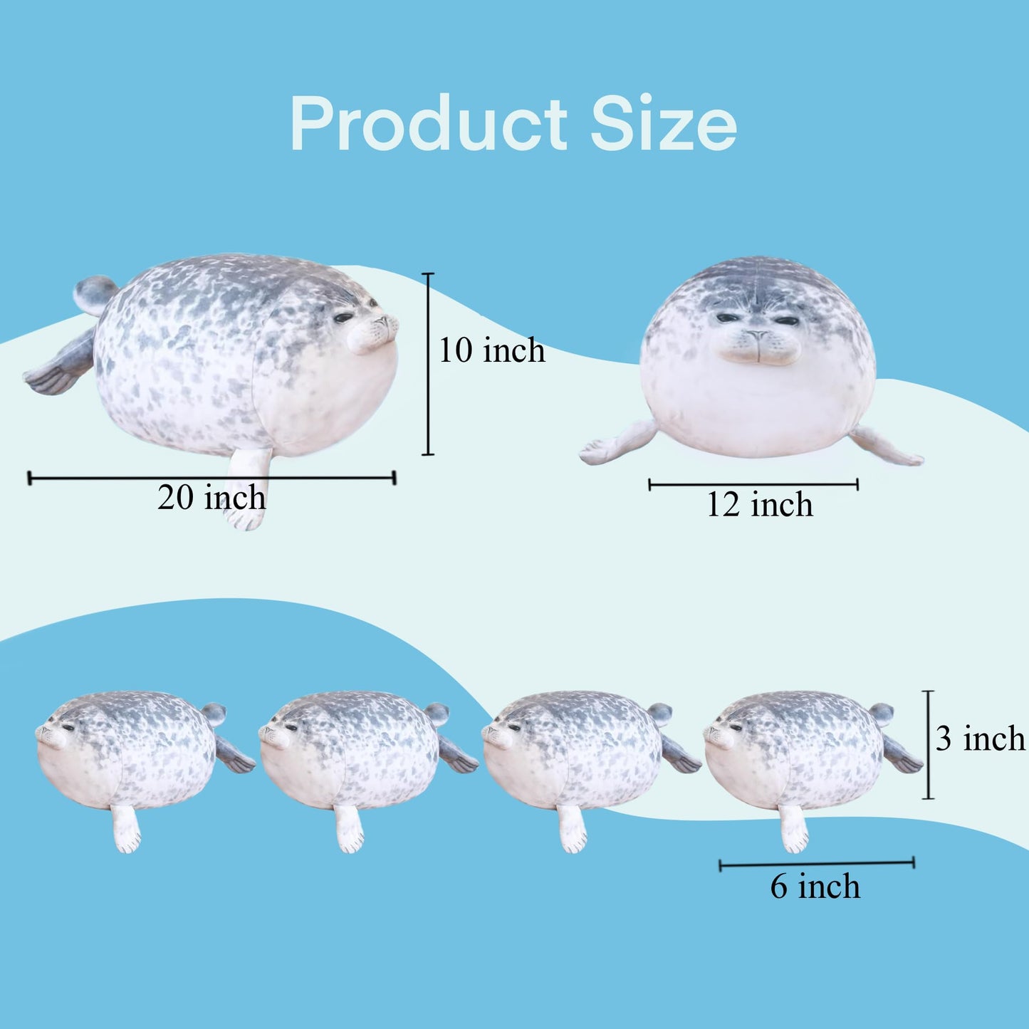 LUXSIT 20-Inch Chubby Blob Seal Pillow with 4 Babies – Large Plush Seal Toy