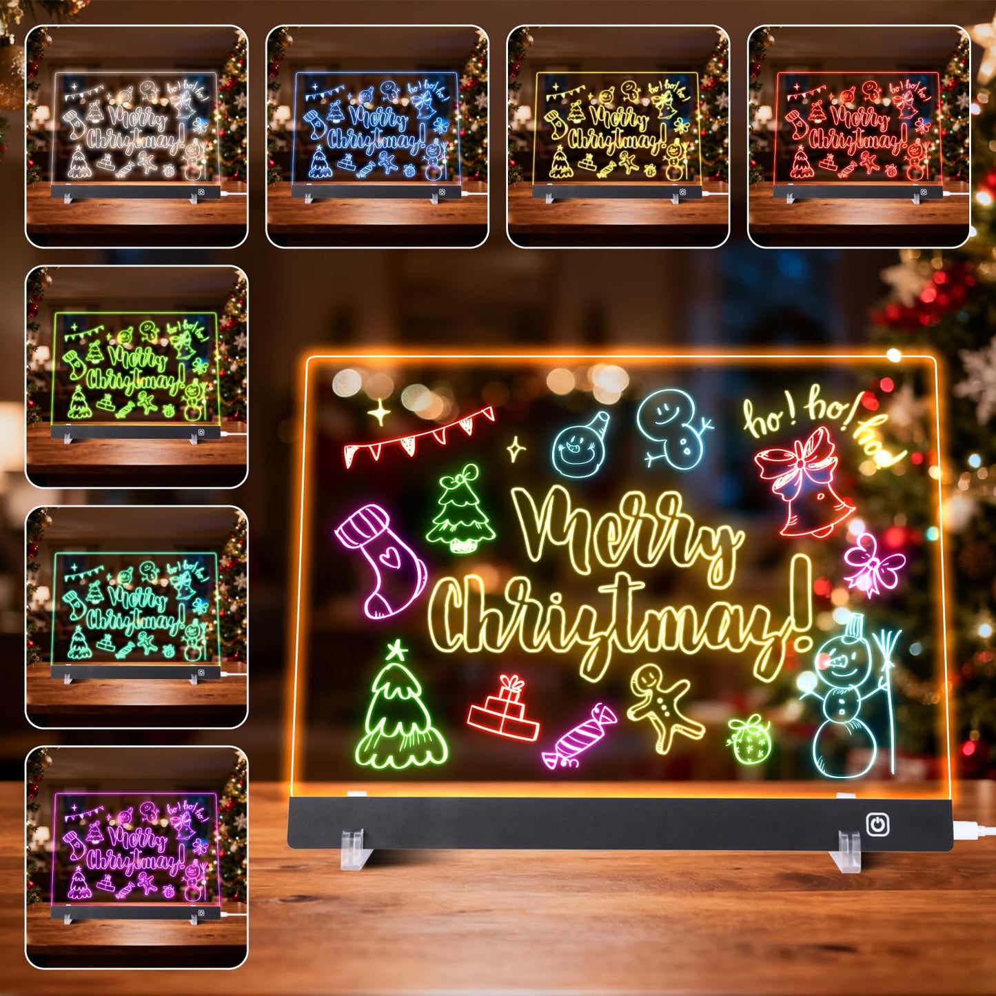 LuxuMach 16.2-Inch LED Note Board with Colors – Light Up Acrylic Drawing Board for Kids, USB Powered & Stand