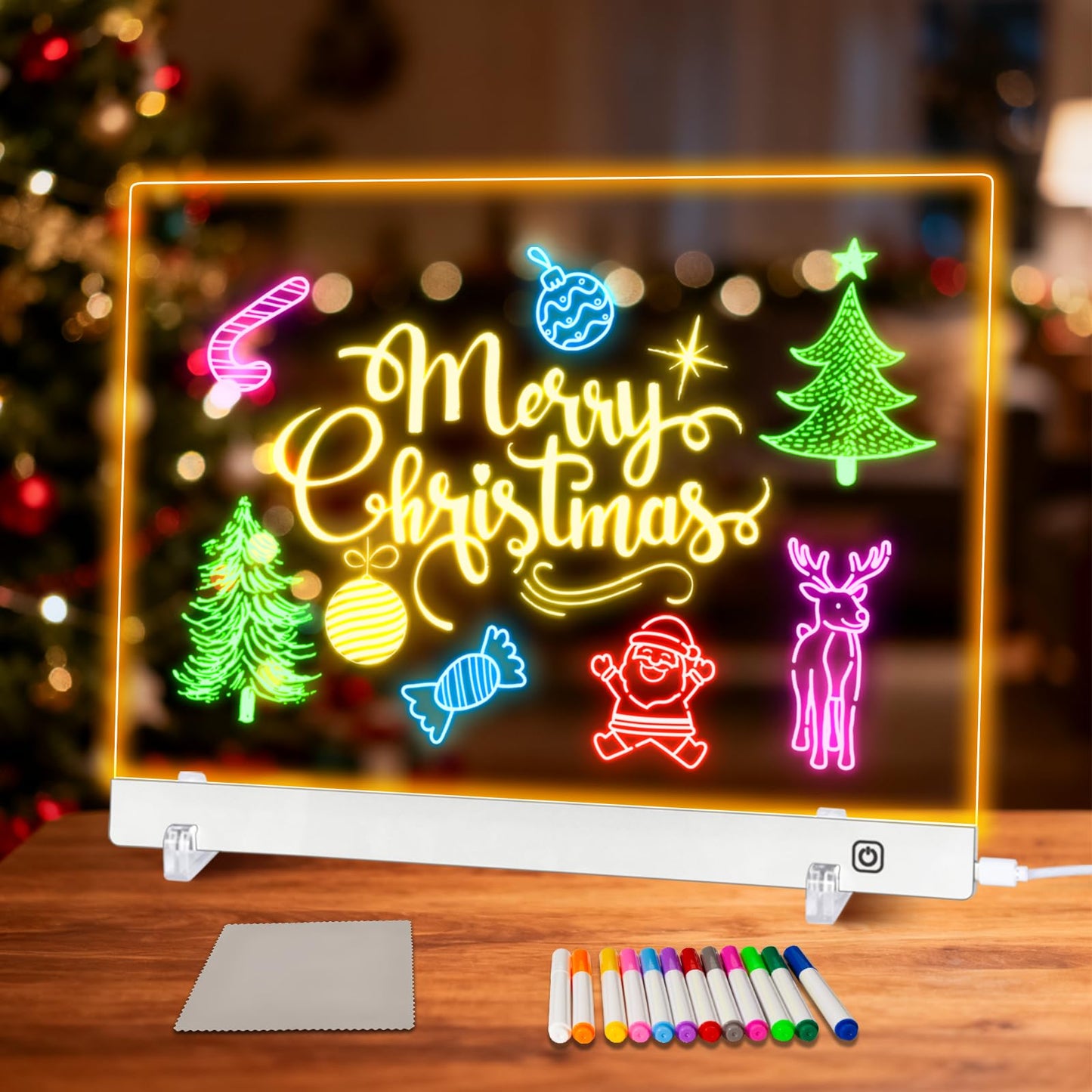 LuxuMach 16.2-Inch LED Note Board with Colors — Light-Up Acrylic Drawing Board