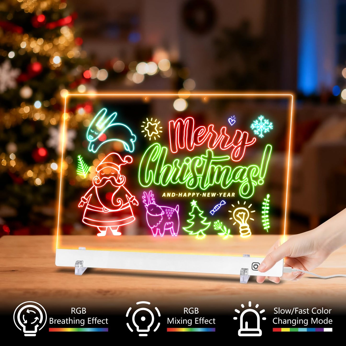 LuxuMach 16.2-Inch LED Note Board with Colors — Light-Up Acrylic Drawing Board