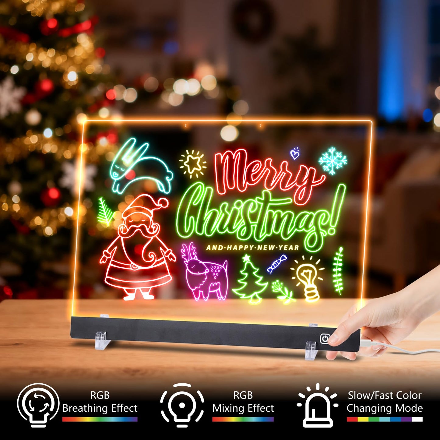 LuxuMach 16.2-Inch LED Note Board with Colors – Light Up Acrylic Drawing Board for Kids, USB Powered & Stand
