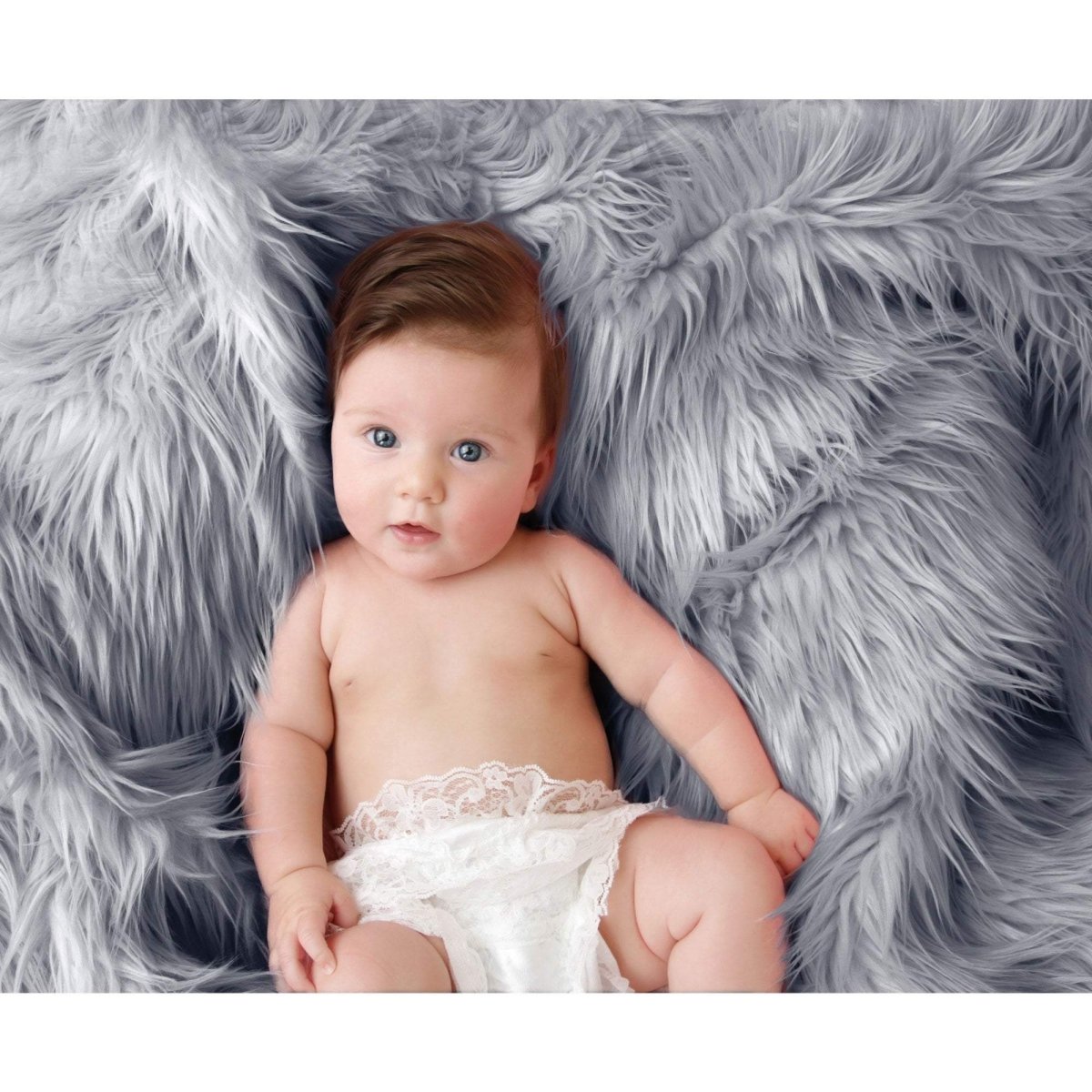 Luxury Faux Fur Baby Blanket  - grey-Clearance