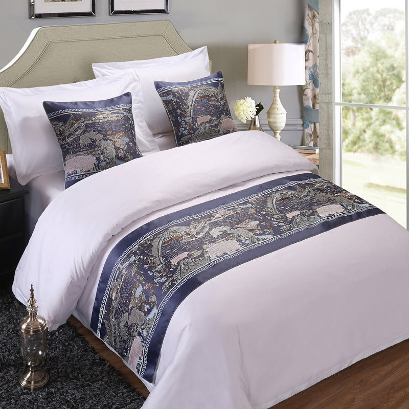 Luxury Hotel Bed Runner Mat with Pillow Covers