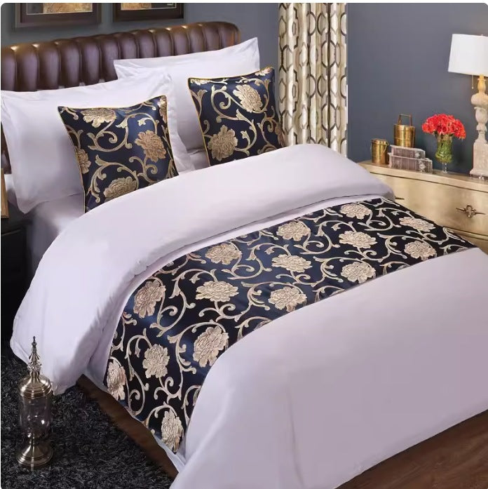 Luxury Hotel Bed Runner Mat with Pillow Covers